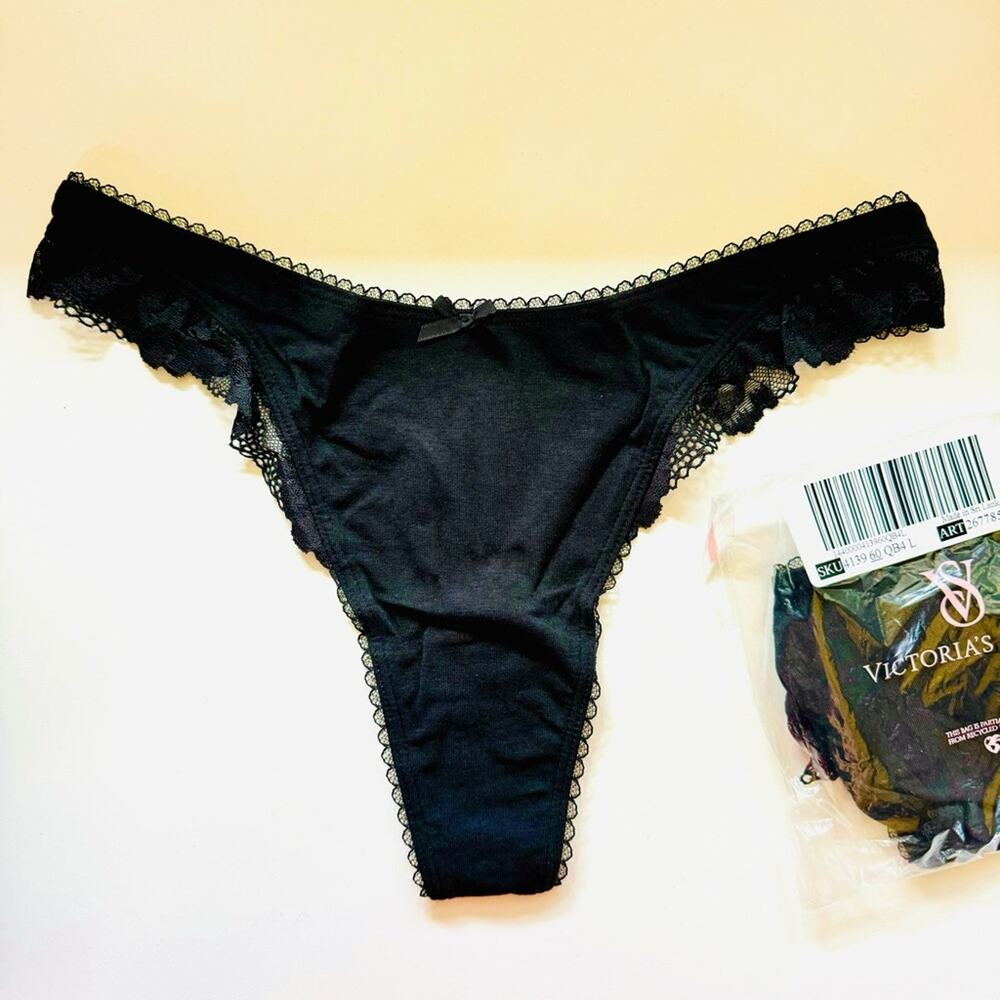 2 NEW VS VICTORIAS SECRET PINK Lace High Leg Thong Panty Undies Underwear L